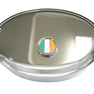 Round Ireland Flag Oval Trinket Jewelry Box